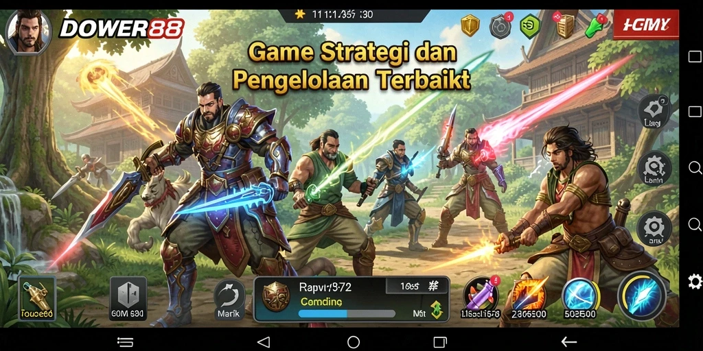 Tampilan gameplay DOWER88 dengan pertempuran strategis dan manajemen sumber daya.