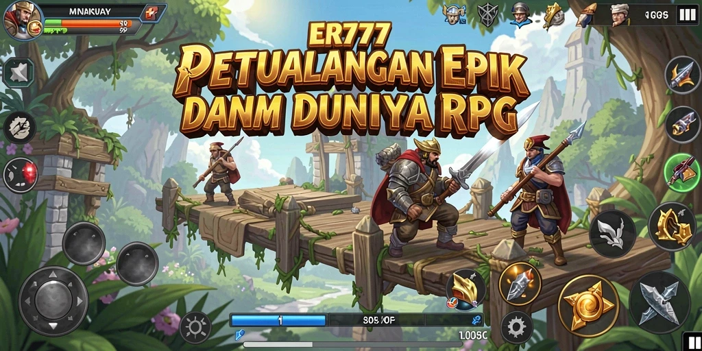 Gameplay ER777 menampilkan petualangan dalam dunia RPG yang luas.