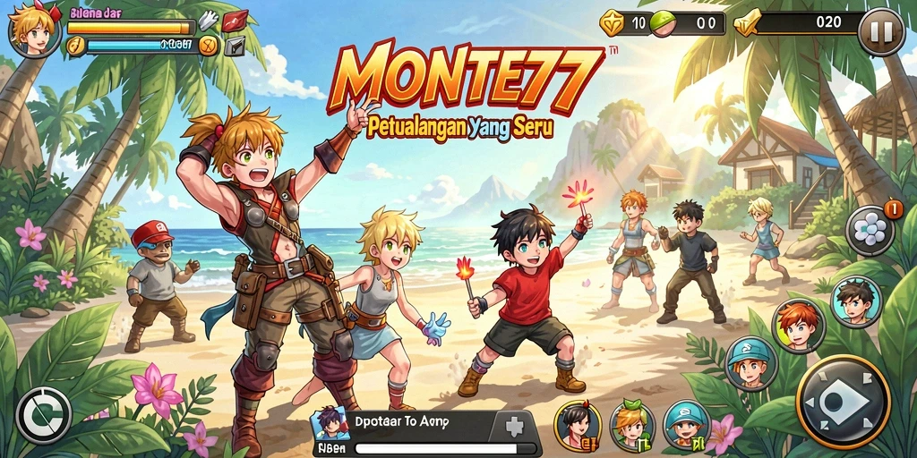 Tampilan gameplay MONTE77 dengan karakter anime yang stylish.