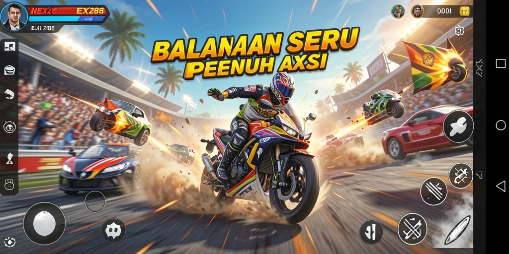 Tampilan gameplay NEX288 dengan aksi balap yang mendebarkan.