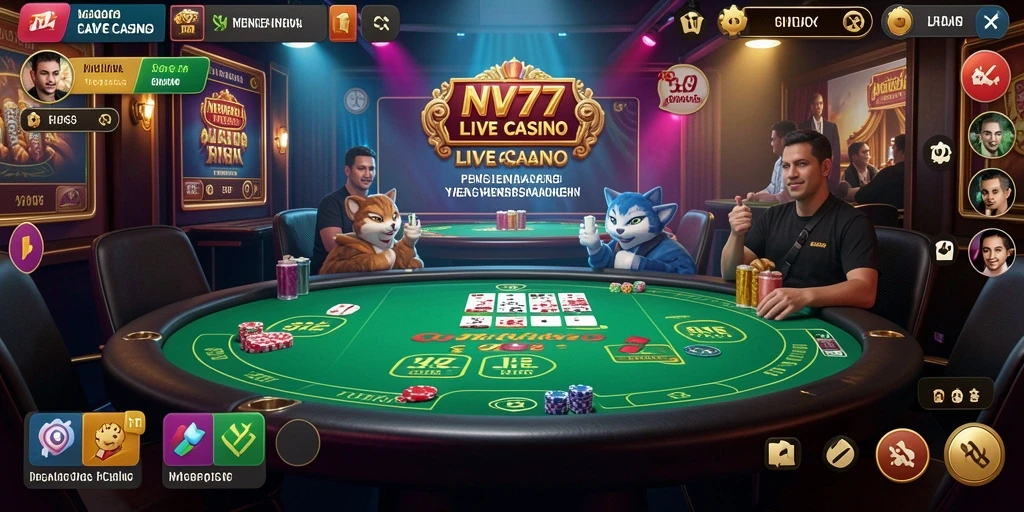 Tampilan gameplay Live Casino NV77 yang menegangkan dan interaktif.