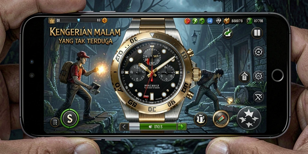 Screenshot gameplay menampilkan suasana kelam dan menakutkan dari ROLEX878.