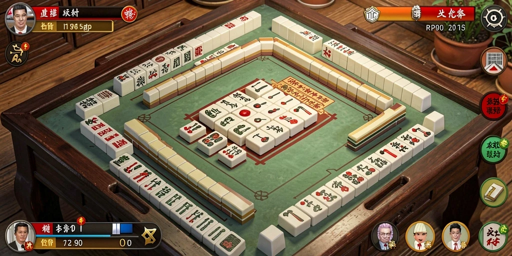 Screenshot gameplay RP99 menampilkan suasana seru permainan Mahjong.