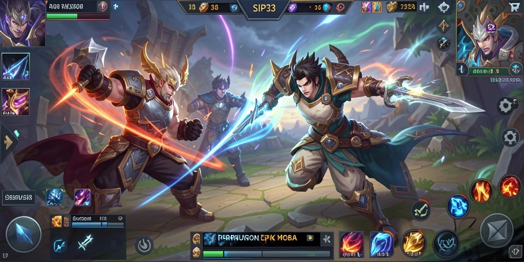 Gambar screenshot SIP33 menampilkan aksi mendebarkan dalam pertarungan MOBA.