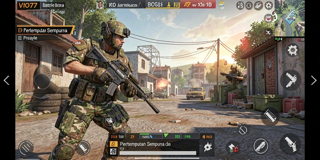 Gameplay VIO77 menampilkan aksi intens dalam pertempuran Battle Royale.